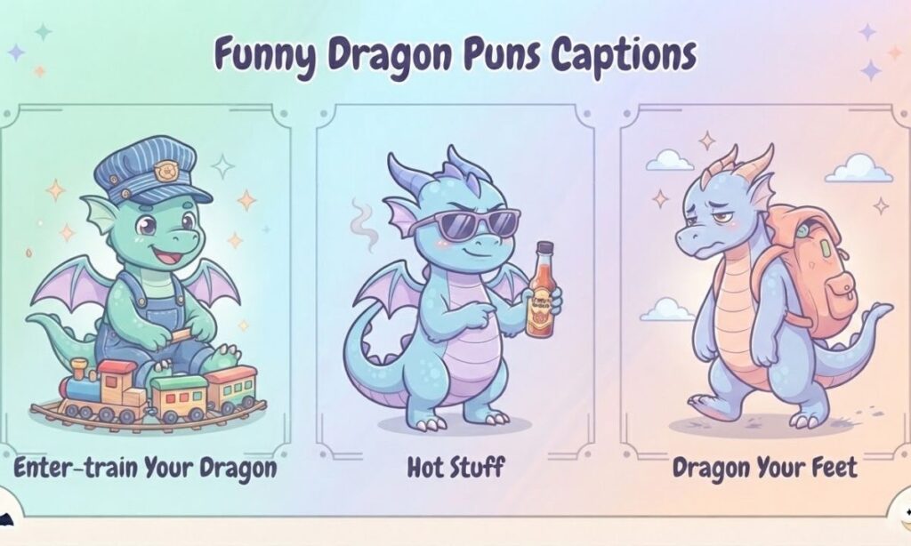 Funny Dragon Puns Captions